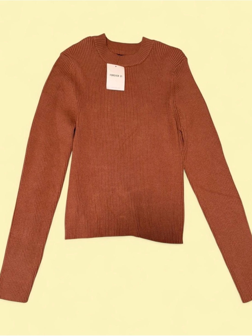 Forever 21 Rust Ribbed Long Sleeve Sweater NWT